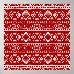 Póster Striped hand painted seamless pattern with ethnic