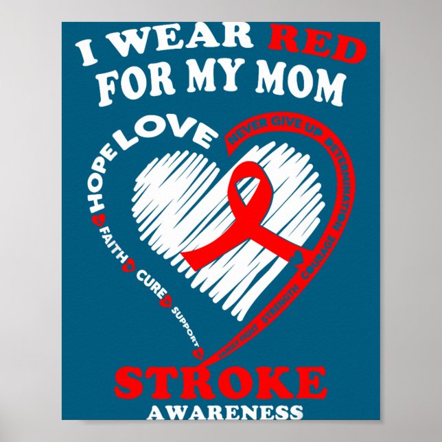 Póster Stroke Awareness - I Wear Red For My Mom  (Frente)