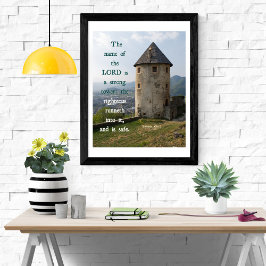 Póster Strong Tower Proverbs 18 KJV Biblia Verse Wall Art