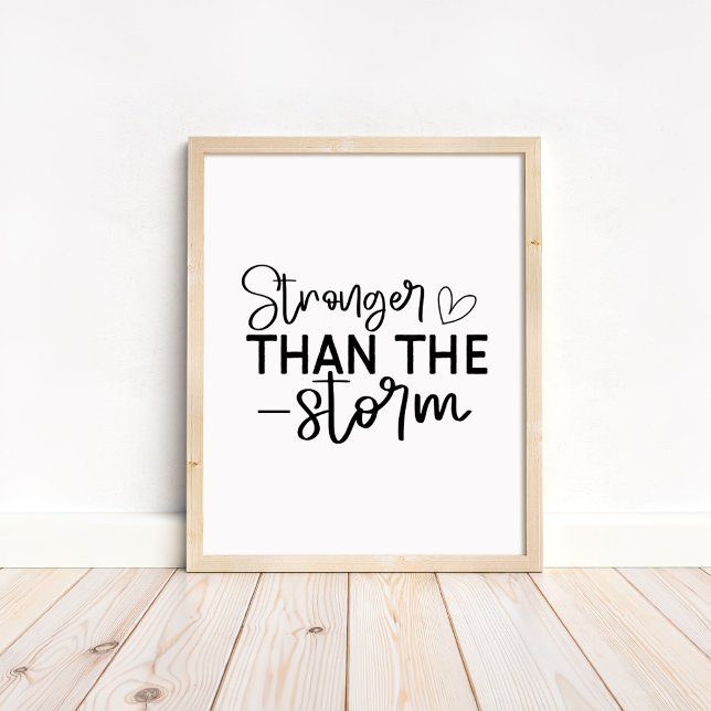 Póster Stronger Than the Storm - Minimalist Motivational (Stronger Than the Storm - Minimalist Motivational Poster in a neutral wooden frame)
