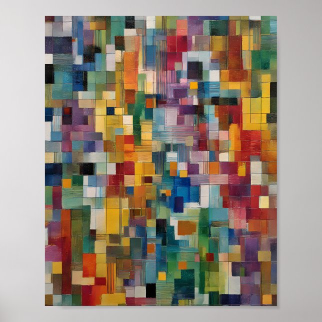 Póster Structural Chaos Art: Technical Grid Break Tile (Frente)