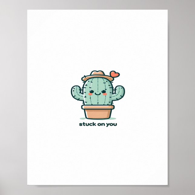 Póster Stuck On You Cactus Cute Plant Design  (Frente)