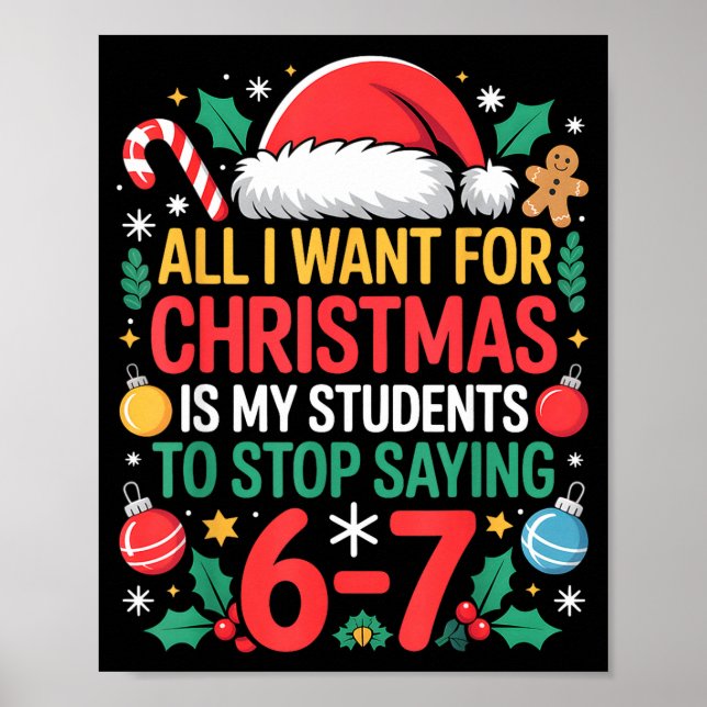 Póster Students Saying 67 Meme Six Seven Funny Christmas  (Frente)