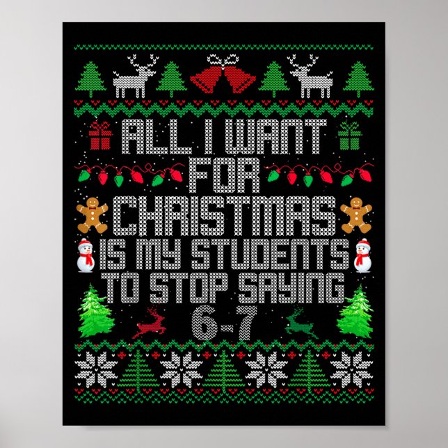 Póster Students Saying 6-7 67 Six Seven Fun Teacher Ugly  (Frente)