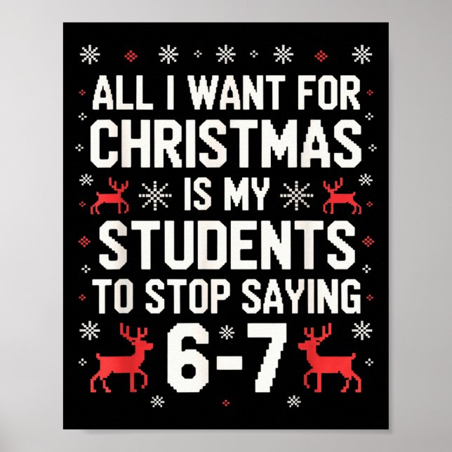 Póster Students Saying 6-7 67 Six Seven Funny Teacher Chr (Frente)