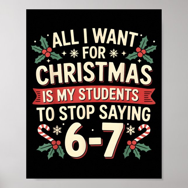 Póster Students Saying 6-7 67 Six Seven Funny Teacher Chr (Frente)