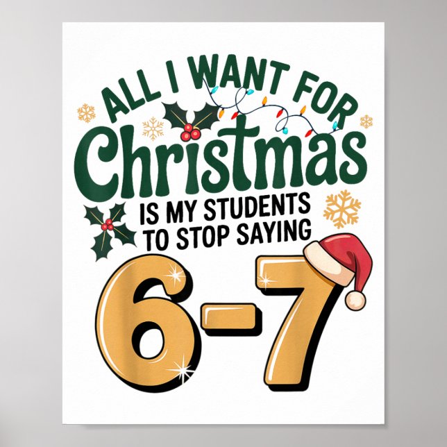 Póster Students Saying 6-7 67 Six Seven Funny Teacher Chr (Frente)