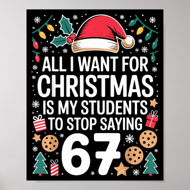 Póster Students Saying 6-7 Funny Six Seven Teacher Christ (Frente)