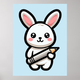 Póster Studious Kawaii Bunny