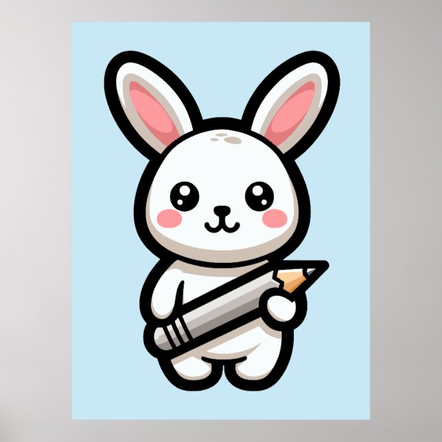 Póster Studious Kawaii Bunny (Frente)