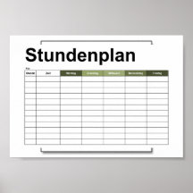 stundenplan, horarios, horarios, poster, deutsch p