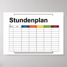 stundenplan, horarios, horarios, poster, deutsch p