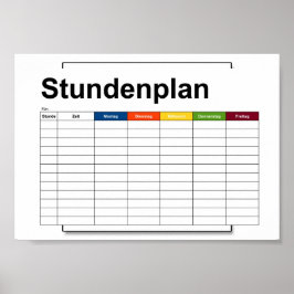 Póster stundenplan, horarios, horarios, poster, deutsch p