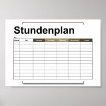 stundenplan, horarios, horarios, poster, deutsch p
