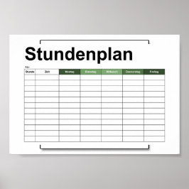 Póster stundenplan, horarios, horarios, poster, deutsch p