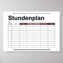 stundenplan, horarios, horarios, poster, deutsch p