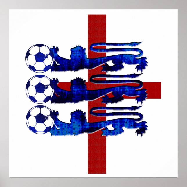 Póster Stunning England soccer ball 3 leones (Frente)