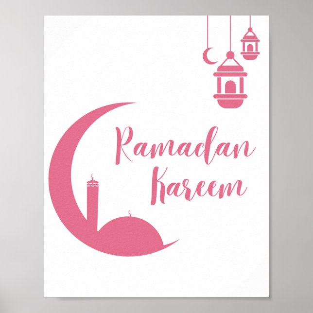 Póster Stunning Ramadan Kareem Red Crescent & Lantern Wal (Frente)