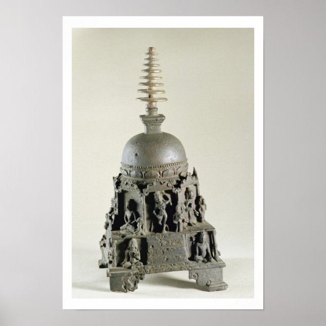 Póster Stupa, Pala, Nalanda, Bihar (bronce) (Frente)