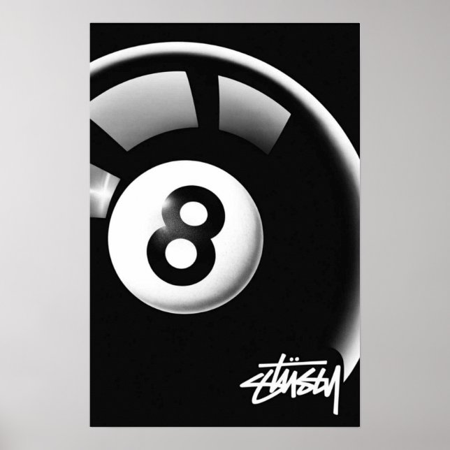 Póster Stüssy Magic 8-Ball - Icono de la calle" 🎱 🖤 (Frente)