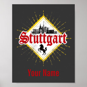 Póster Stuttgart City Alemania Retro Skyline Vintage