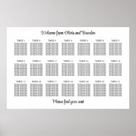 Póster Stylish 21 Table Wedding Seating Chart Poster