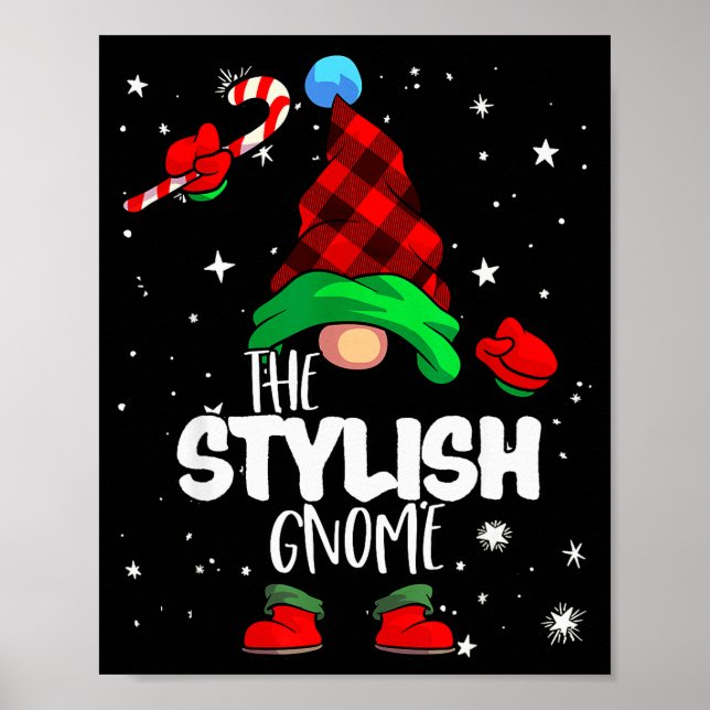 Póster Stylish Gnome Red Buffalo Plaid Matching Family Ch (Frente)