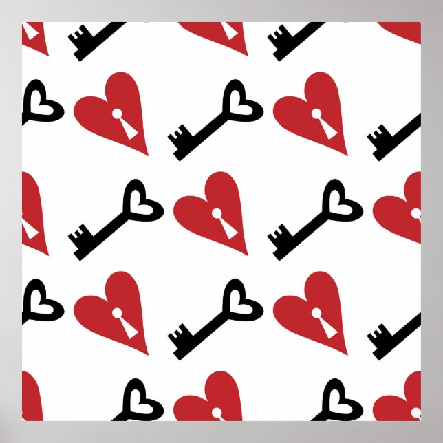 Póster Stylish graphic seamless pattern with hearts and k (Frente)