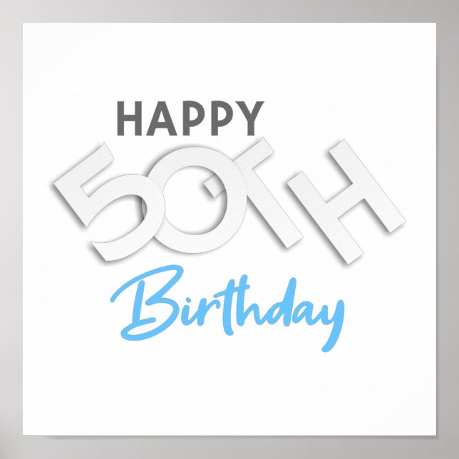 Póster Stylish Happy 50th Birthday Typography (Frente)
