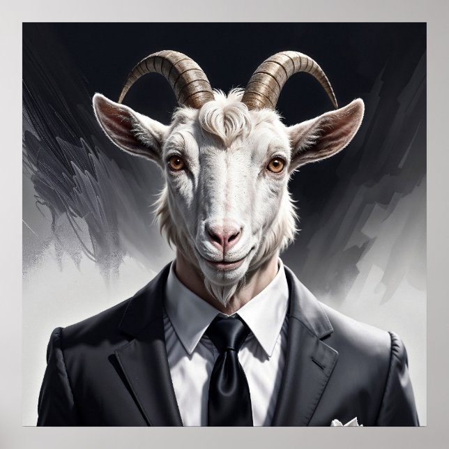 Póster Stylish horned figure in sharp formal attire art (Frente)