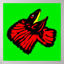 Stylized Neon Red Frilled-neck Lizard