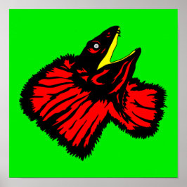 Póster Stylized Neon Red Frilled-neck Lizard