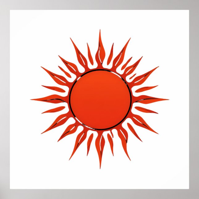Póster Stylized Red Sun with Sharp Rays (Frente)