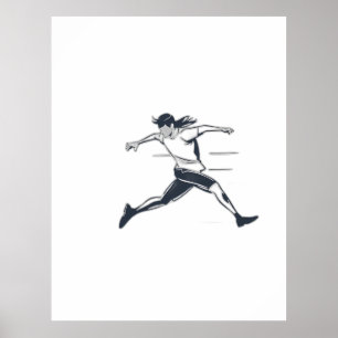 Póster Stylized Silhouette of a Person Running Fast