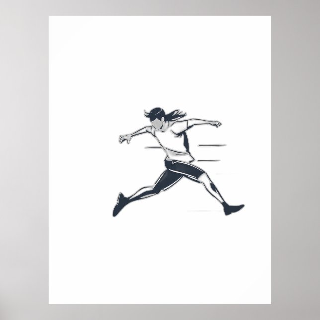 Póster Stylized Silhouette of a Person Running Fast (Frente)