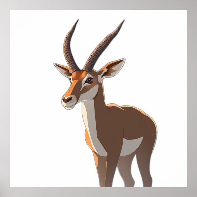 Póster Stylized Springbok Antelope Full Body Illustration (Frente)