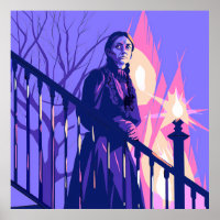 Stylized Woman on Stairs in Moody Light