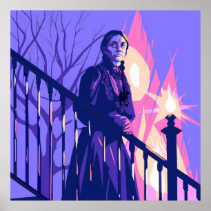 Póster Stylized Woman on Stairs in Moody Light