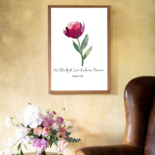 Póster Su Amor inquebrantable acuarela rosa roja