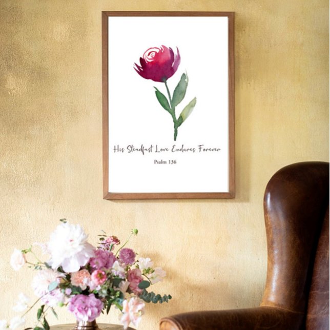 Póster Su Amor inquebrantable acuarela rosa roja (Subido por el creador)