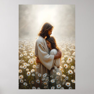 Póster Su Amor Jesús Abraza Mujer Abrazo Sanador Jesús