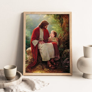 Póster Su Amor, Jesús Cristo y Pintura de Niño
