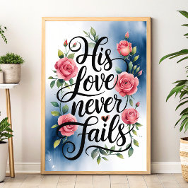 Póster Su amor nunca falla en la imagen cristiana de las 