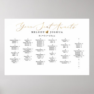 Póster Su asiento espera, CARTA DE ASIENTO, ALFABÉTICO