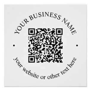 Póster Su código QR cargado más texto circular editable