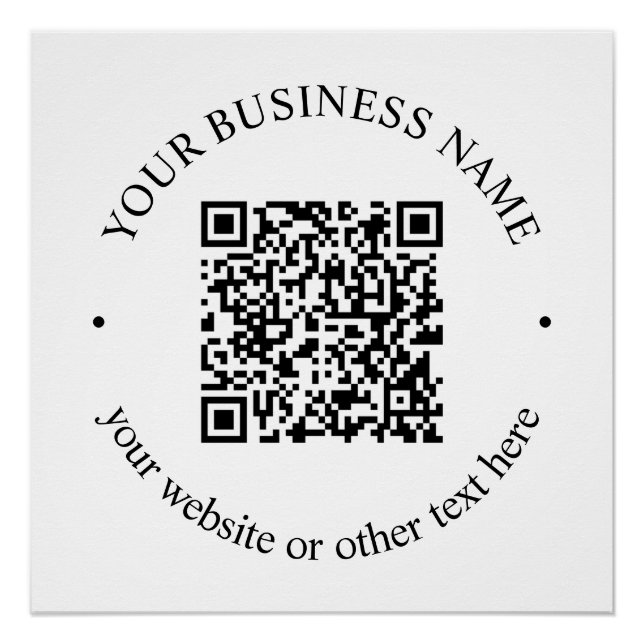 Póster Su código QR cargado más texto circular editable (Anverso)