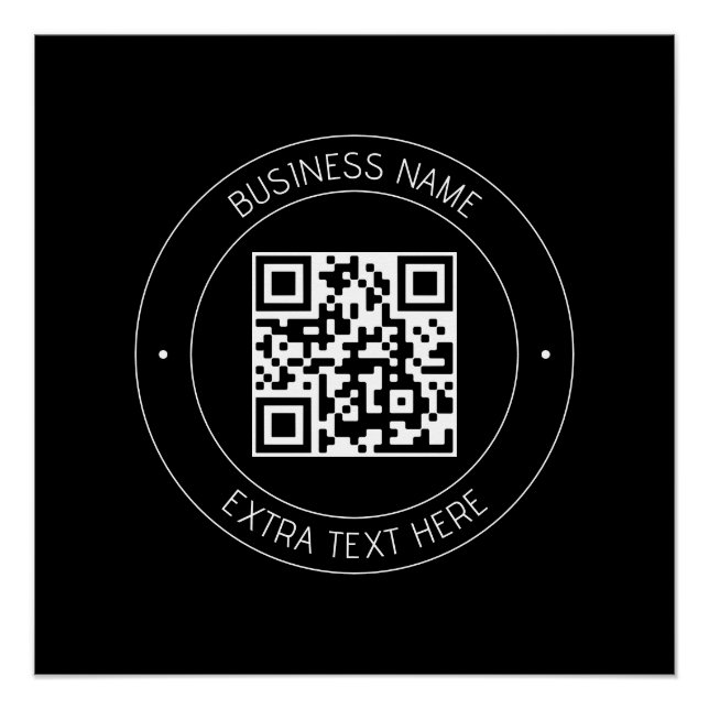 Póster Su código QR y texto editable | Negro y blanco (Anverso)