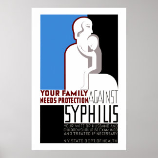 Póster Su familia necesita protección contra Sífilis