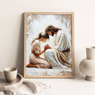 Póster Su Fe, Pintura Cristiana, Jesús Orando con