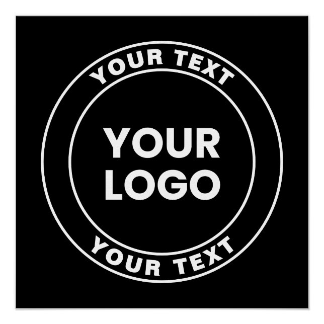 Póster Su logotipo cargado + texto circular en negrita  (Anverso)